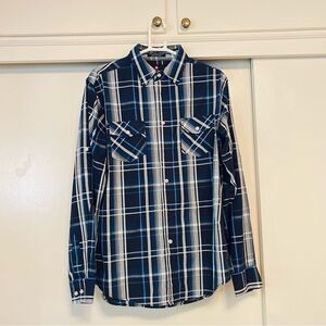 Airwalk Navy and White Plaid Button Down Shirt